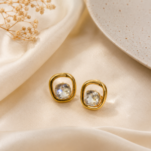 Luna Crystal Frame Stud Earrings