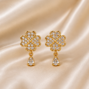 Four Leaf Spark Drop Earrings