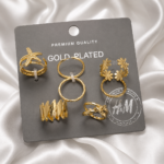 6 Pcs Gold Plated Adjustable Ring Set for Women & Girls