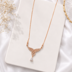 Gold Crystal Leaf Pendant Necklace for Women | Elegant Teardrop Necklace